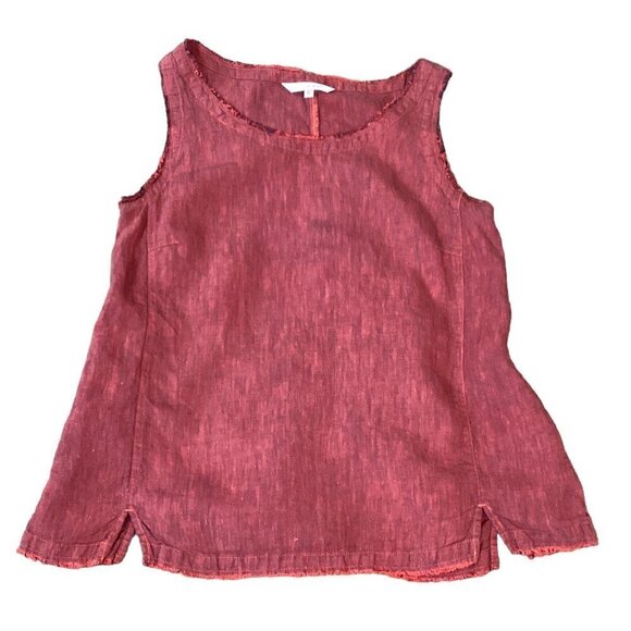 KLEEN Linen Slub A Line Raw Edge Tank Top Sz L Red/Pink 262D - Picture 7 of 8